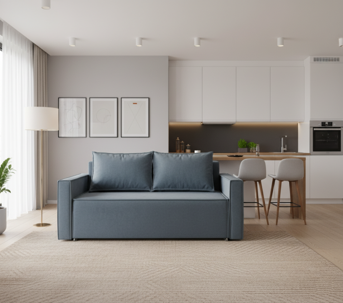 Диван-аккордеон Лофт 140х200, ППУ, велюр серый