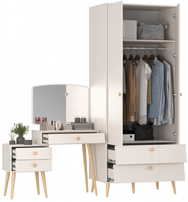 Афина Спальня Шкаф 2-х дверный + Трюмо, кашемир серый