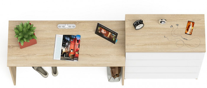 Мори письменный стол МСП1200.1 + Комод МК800.4, дуб сонома/белый