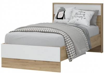 ИРИС КР-01 Кровать 0,9х2,0 (970х900х2090) дуб крафт золото/белый