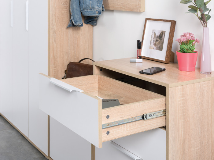 Куба Комод 13.113, цвет дуб сонома/белый премиум, ШхГхВ 65х38,3х84,2 см.