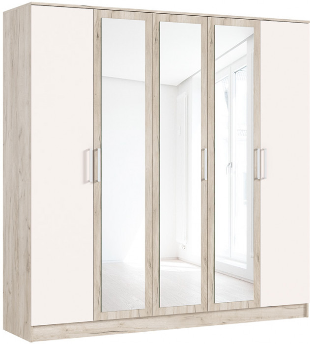 Шкаф 5 дверный для одежды Мартина, Крафт серый/Кашемир