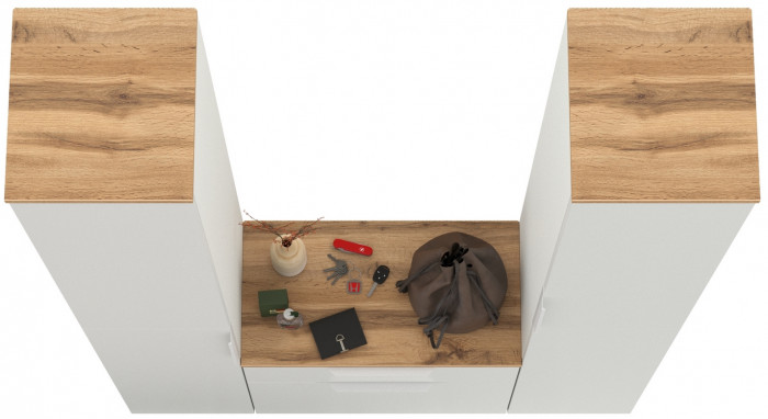 Октава Прихожая 17, белый шагрень/дуб крафт золотой/фасады МДФ белый шагрень