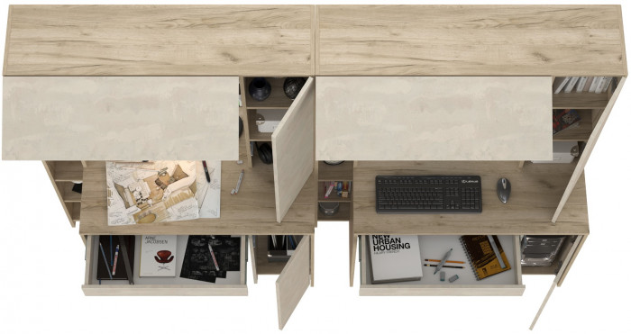 компьютерный стол Комфорт 12.71+компьютерный стол Комфорт 12.71, дуб крафт серый/шёлковый камень