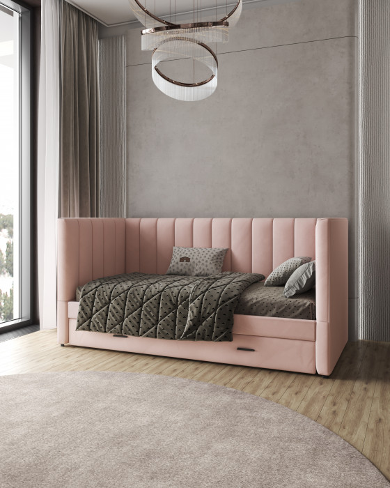 Подростковая кровать "Нега" с бортами (интерьерная), Пыльная роза