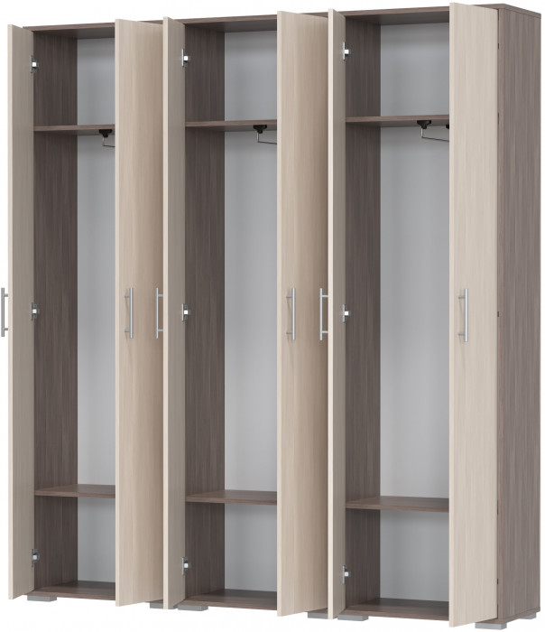 Три шкафа для одежды Домино 2-3430бод.тем/св, цвет бодега тёмный/бодега светлый, ШхГхВ 180х36х202 см.