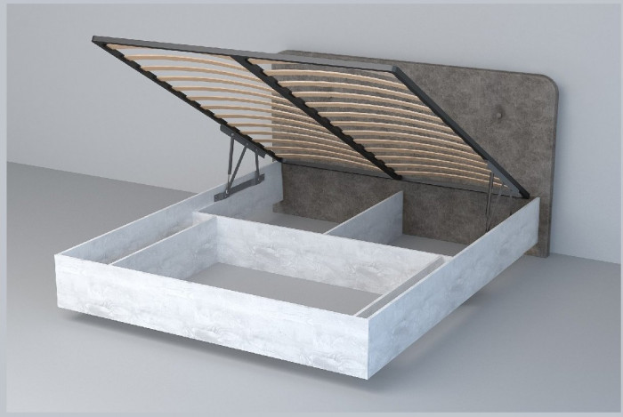 Кровать 1,4 арт.031 (Пуговицы) ПМ. (Дуб Крафт Золотой/Стальной Серый)