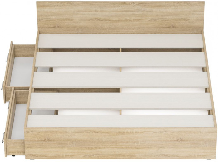 Стандарт Кровать с ящиками 1800, дуб сонома