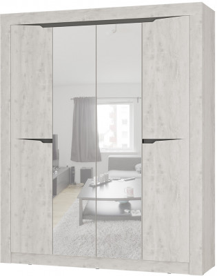 Шкаф четырехстворчатый Леонардо ШК-14, Бетон пайн светлый, Графит