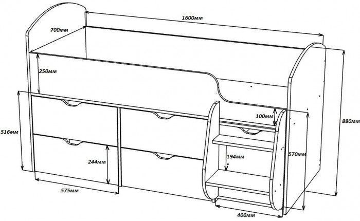 Кровать-чердак Малыш 7 (Винтерберг/Винтерберг)