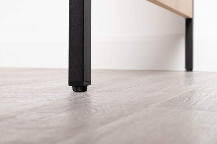 Брюс Стол 12.157 + Комод 16.233 + Стол 12.157, цвет чёрный/дуб Сантьяго/столешница МДФ ель карпатская, 373,4х62,6(38,3)х75(85,6) см., ун. сб.