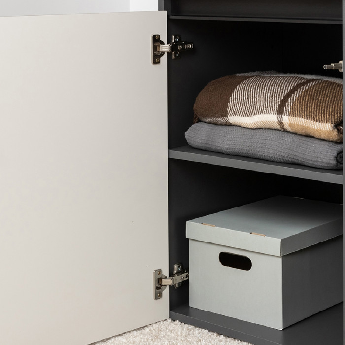 Сидней 13.200 Шкаф + Шкаф-витрина 13.201, цвет корпус: антрацит/фасады: МДФ веллюто капучино/стекло, ШхГхВ 100х41,3х205,2 см., универсальная сборка