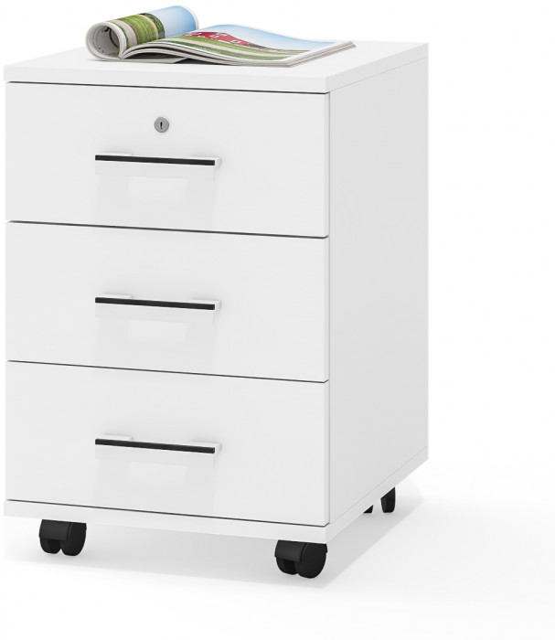 Тумба выкатная С-МД-3-02, цвет белый шагрень, ШхГхВ 40х45х59 см.