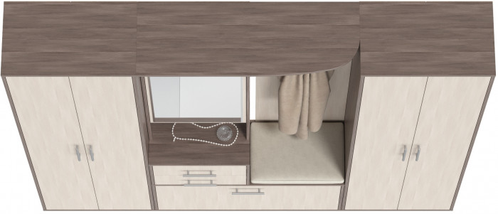 Прихожая Домино 4, цвет бодега тёмный/бодега светлый, ШхГхВ 220х36х202 см., универсальная сборка