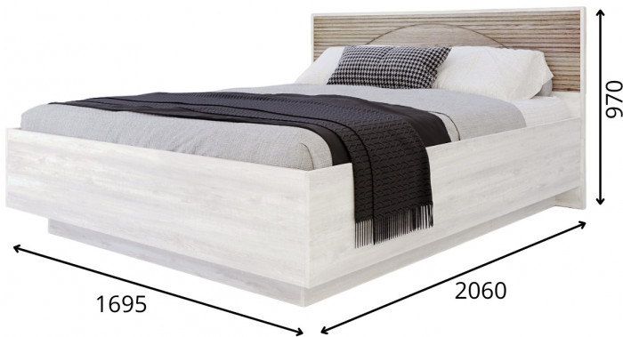 Кровать 160х200 с щитовым основанием "Монтале" - Дуб канзас/Зеленый матовый