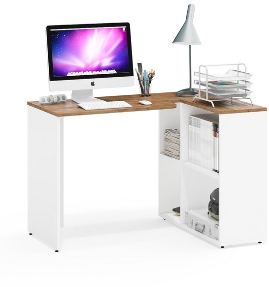 Лидер-8 Модуль письменный стол трансформер, белый шагрень/крафт золото