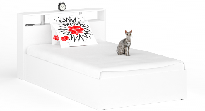 Камелия спальня № 6 Кровать 1200 + Две тумбы + Стол косметический + Зеркало, цвет белый, сп.м. 1200х2000 мм., б/м, основание есть