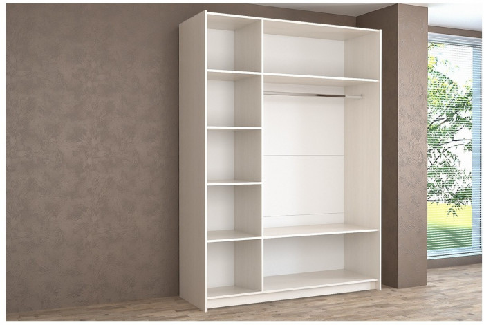 Шкаф-купе Иннэс-5 1400 Ф1/Ф1, Бодега белая