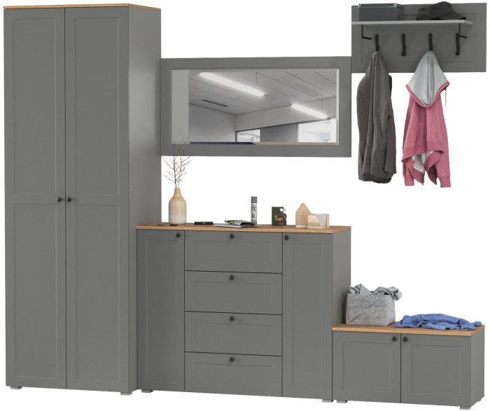 Остин Прихожая 53, серый графит/дуб крафт золотой