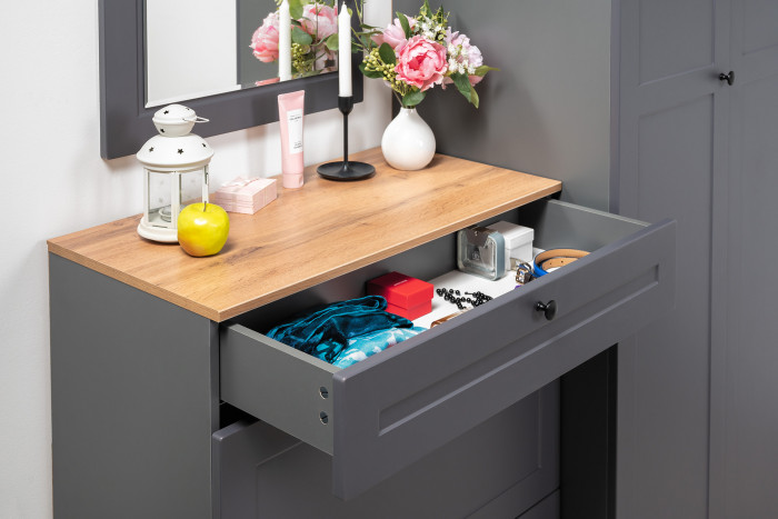 Остин 16.121 Тумба для обуви + 16.121 Тумба для обуви + 16.121 Тумба для обуви, цвет серый графит/дуб крафт золотой, ШхГхВ 240х41,6х99,3 см.