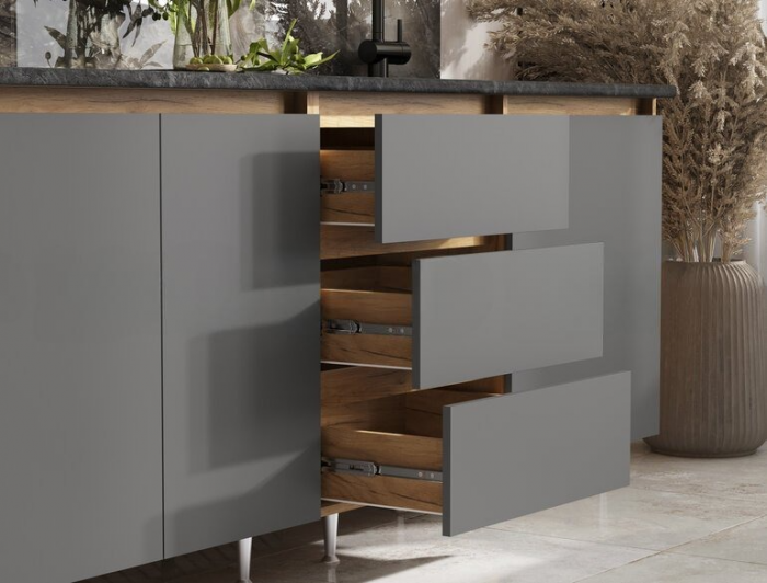 Кухня Челси 2,0м Компановка №2 графит/дуб крафт (кастилло)