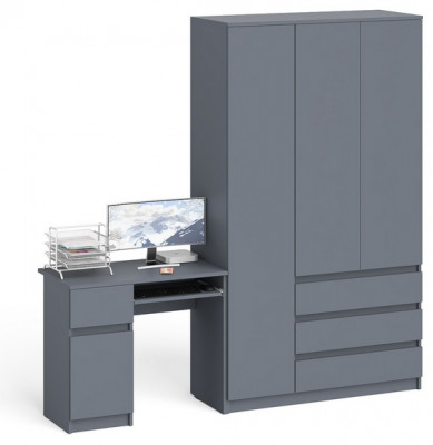 Мори компьютерный стол МС-1 левый + Шкаф МШ1200.1, графит