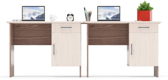 Два стола письменных С-МД-1-09, ясень шимо светлый/ясень шимо тёмный