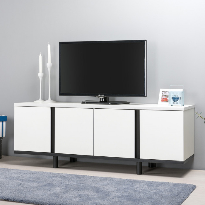 Тумба под ТВ Квадро 13.276, белый шагрень(ЛДСП 16 мм. и 22 мм.)/чёрный(ЛДСП 22 мм.)