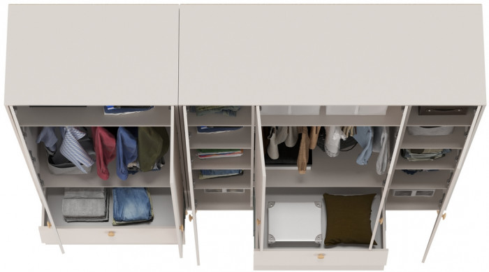 Афина Спальня Шкаф 4-х дверный + Шкаф 2-х дверный, кашемир серый