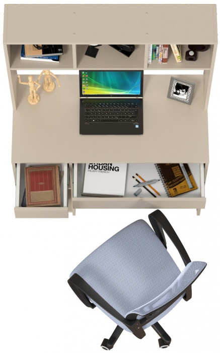 компьютерный стол Комфорт 12.77F + кресло 103 серое, сатин