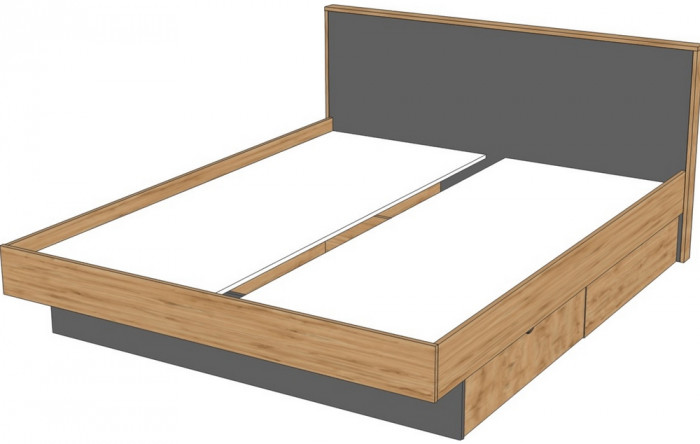 Кровать двуспальная 160х200 "Мишель" - Дуб наварра/Антрацит