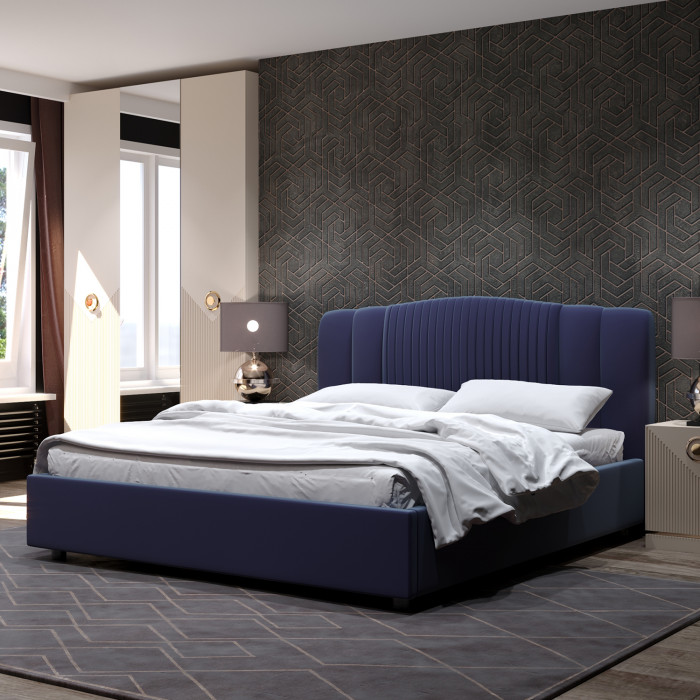 Кровать-12М с подъемным основанием 1800 темно-синяя