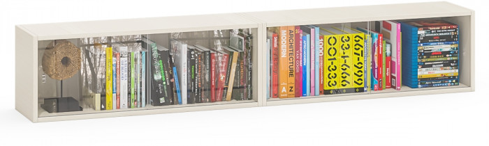 Две полки книжных С-МД-КН01, цвет дуб, ШхГхВ размер каждой полки в отдельности: 83х25х30 см., стеклянные дверцы