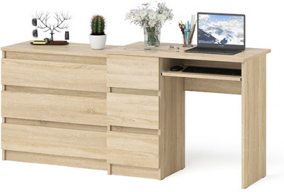 Мори компьютерный стол МС-6 левый + Комод МК800.1, дуб сонома