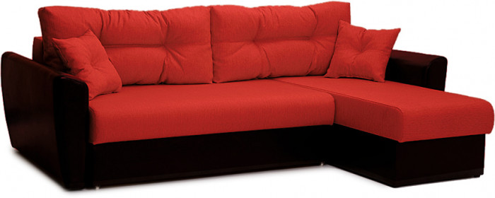 Диван-кровать угловой Амстердам, 150х200, еврокнижка, независимый пружинный блок, рогожка/экокожа, красный