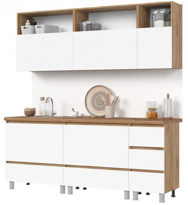 Кухня Хелен 2,0 белый супермат,белый/дуб крафт золото