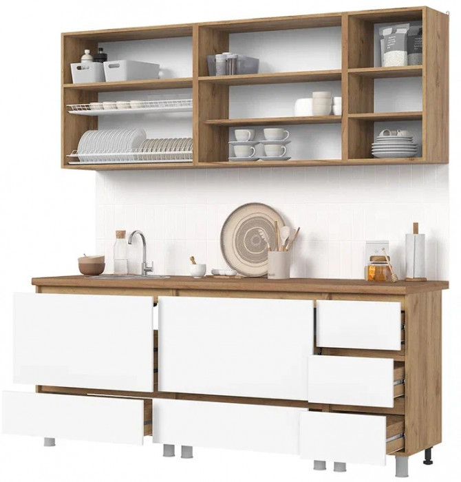 Кухня Хелен 2,0 белый супермат,белый/дуб крафт золото