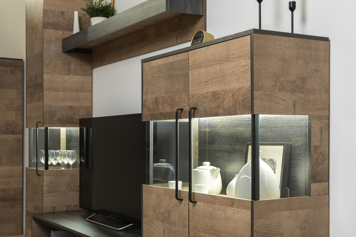 Трувор Гостиная 026, цвет дуб гранж песочный/интра, ШхГхВ 280,4х45,4х194,2 см., универсальная сборка