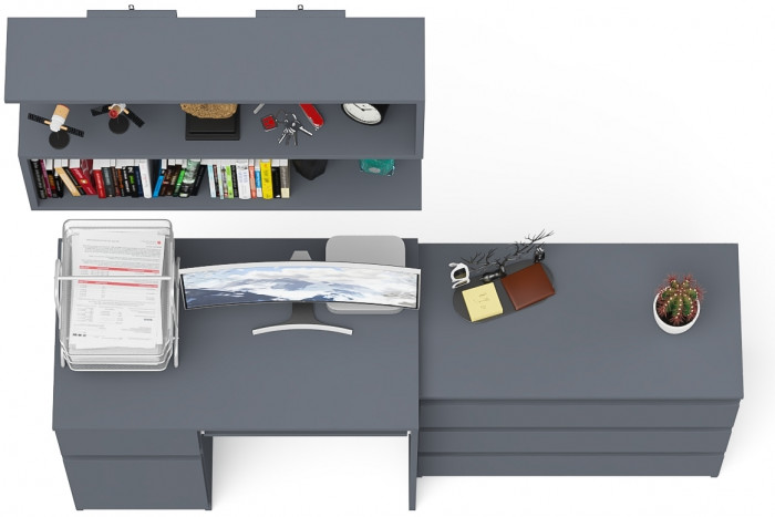 Мори компьютерный стол МС-1 левый + Комод МК800.1 + Полка 900, графит