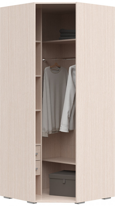 Симба шкаф угловой одностворчатый (850*2000*850) дуб белфорт/белый глянец