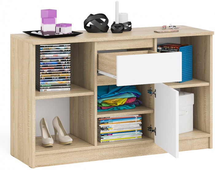 Мори Тумба ТВ МТВ1204.1, дуб сонома/белый