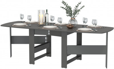 Стол-книжка 1-66граф, цвет графит, ШхГхВ 30х88х74 см. сложенный, разложенный три размера: 90/169/228х88х74 см.