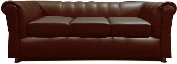 Диван Брайтон 3-х местный, экокожа, коричневый
