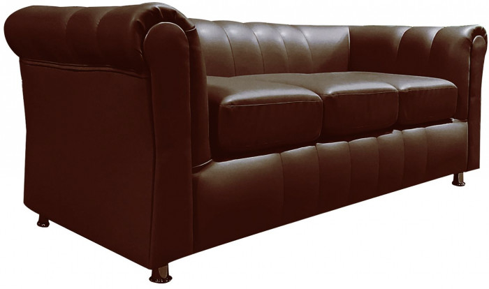 Диван Брайтон 3-х местный, экокожа, коричневый