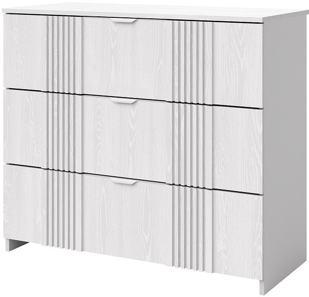Комод 3 ящика "Харди" - Белый текстурный/Ясень белый