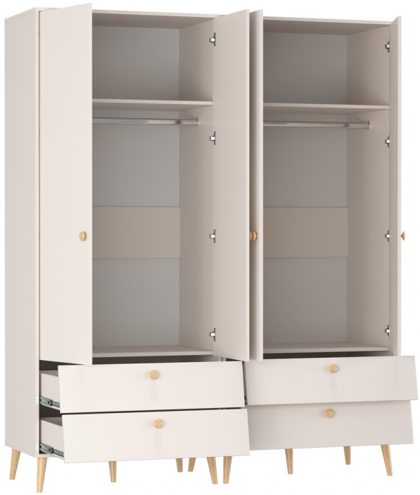 Афина Спальня Шкаф 2-х дверный с двумя ящиками х 2, цвет кашемир серый, ШхГхВ 180,6х56,3х220 см.