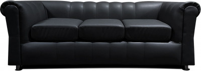 Диван Брайтон 3-х местный, экокожа, черный
