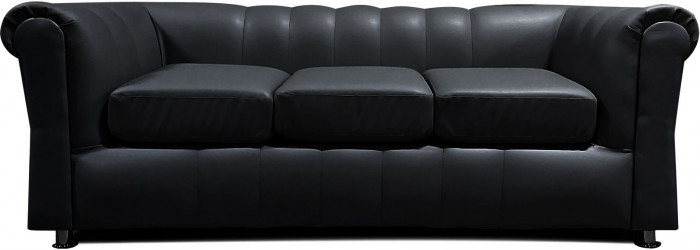 Диван Брайтон 3-х местный, экокожа, черный