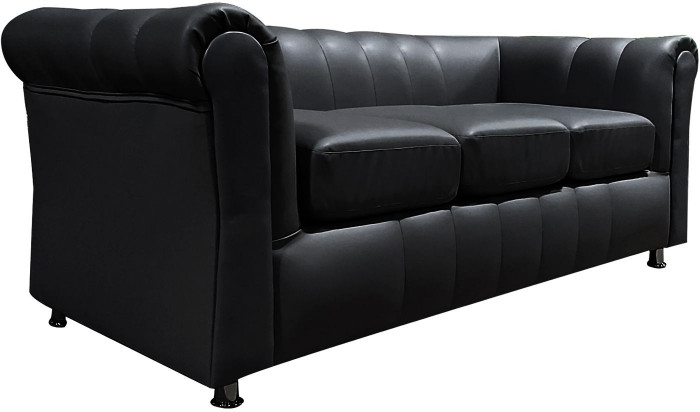 Диван Брайтон 3-х местный, экокожа, черный