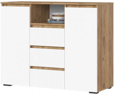 Хелен КМ 01 Комод 1202 (1.202х0.958х0.460) белый супер, белый/дуб крафт золото